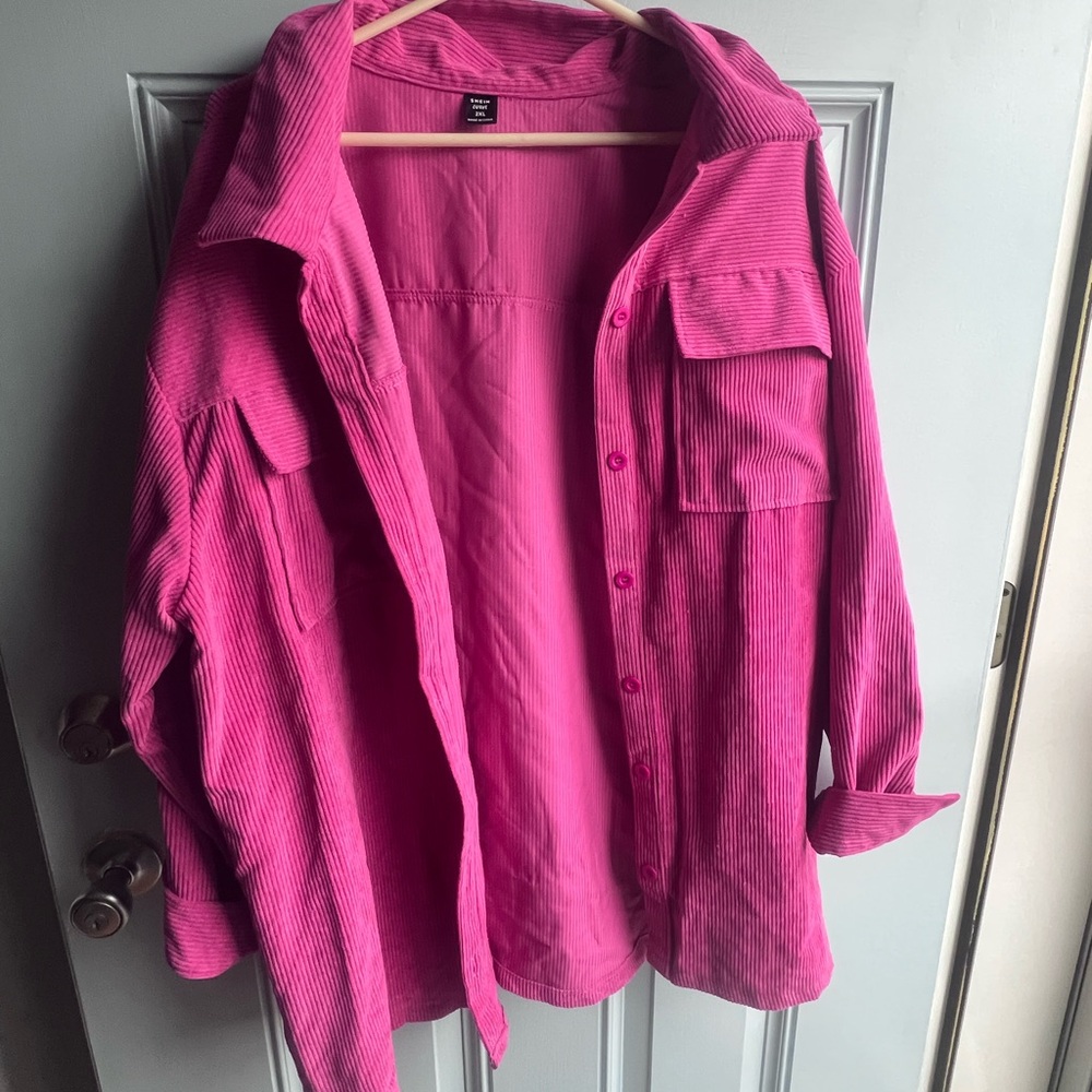 Pink Corduroy Shacket